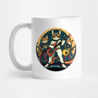 Cat Play Guitar Rock Band - Funny Cat Playing Guitar Mug